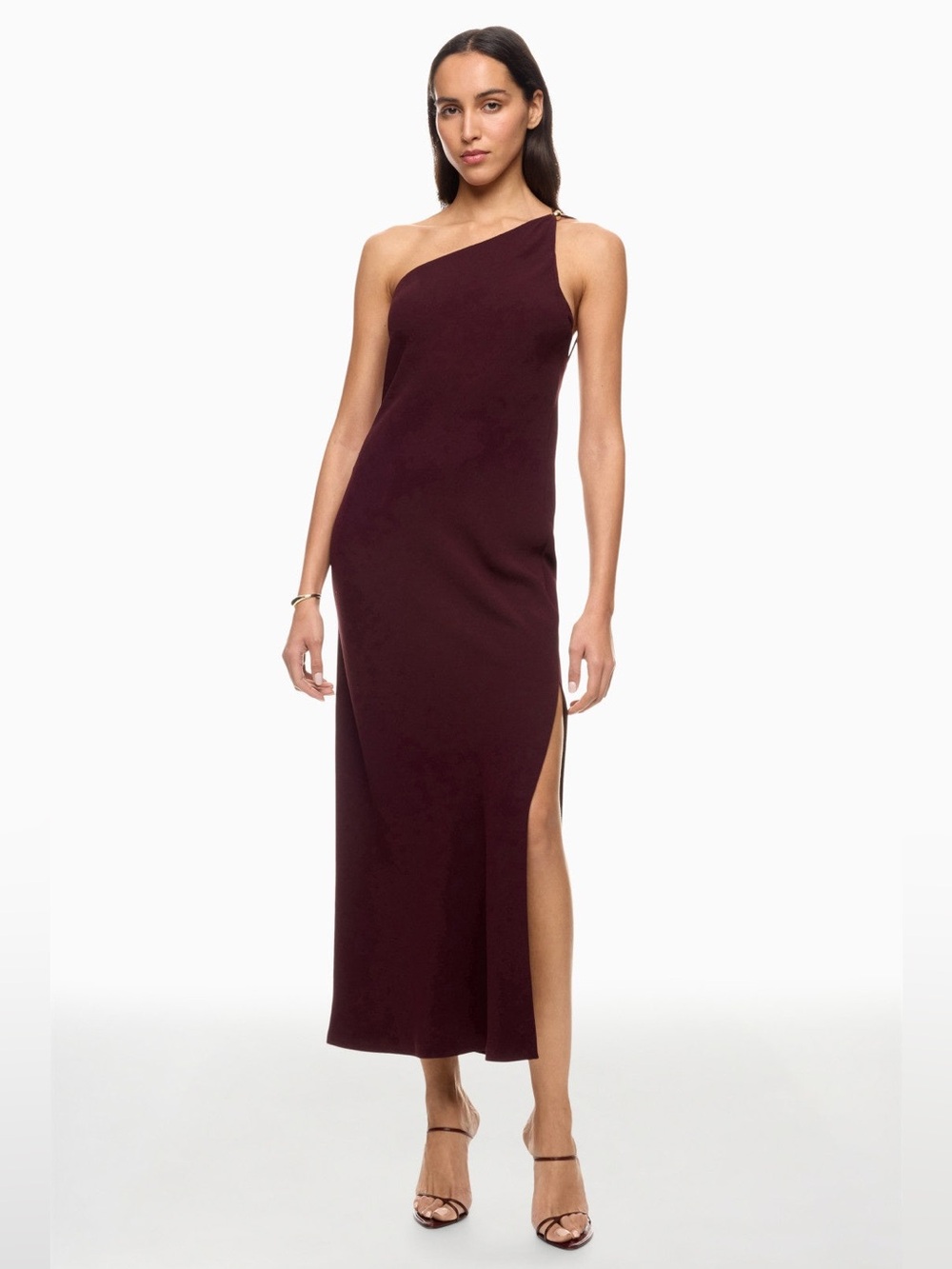 Vince One-Shoulder Wine Burgundy Maxi Dress